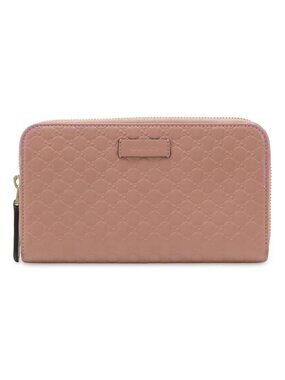 Gucci Micro Guccissima Zip Around Wallet Leather Pink Gold